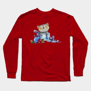 Christmas Cat Long Sleeve T-Shirt